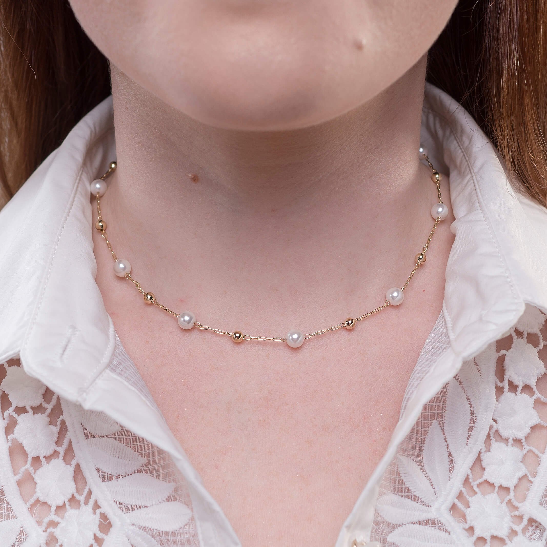 Choker Bolinha Com Perola Shell Banho Ouro 18k