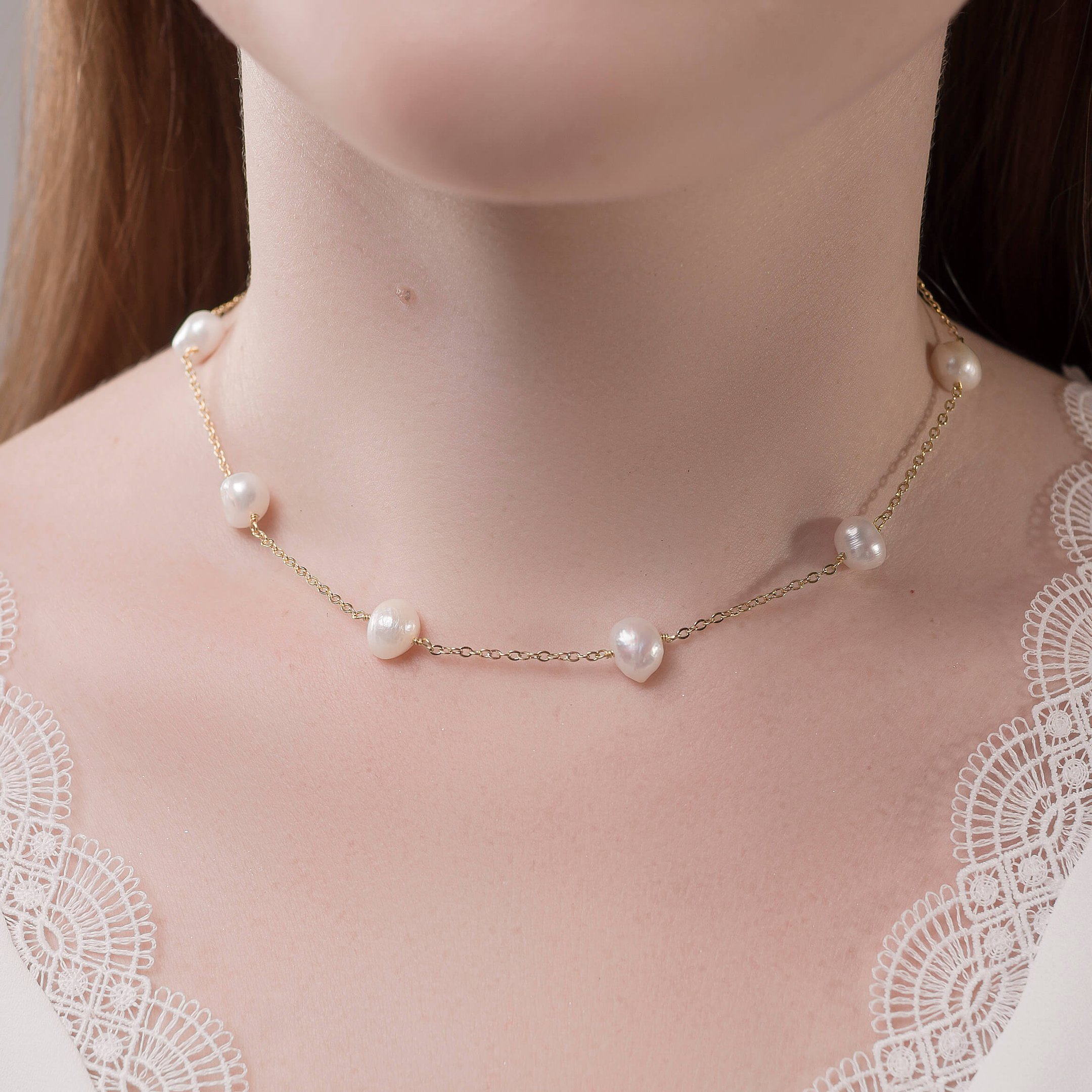 Choker Lovers Com Perola Natural Nara Banho Ouro 18k