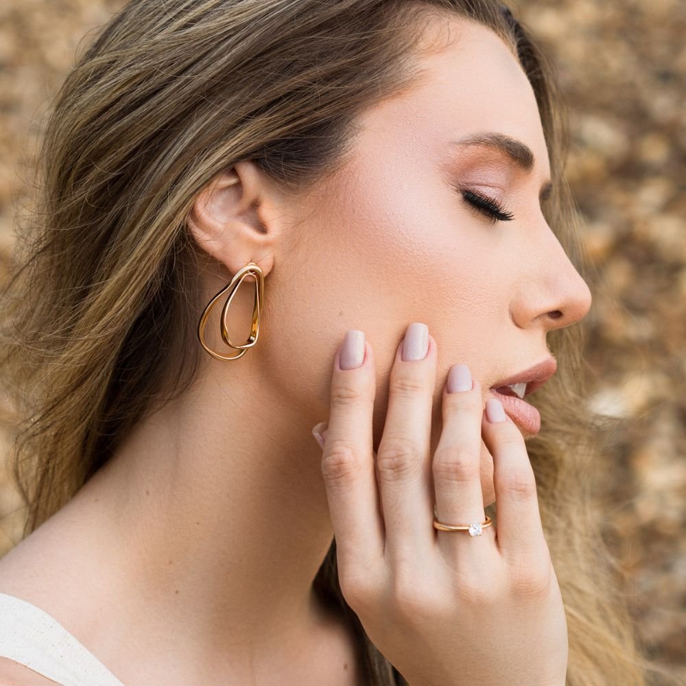 Anel Caminhos Solitario Tiffany Banho Ouro 18k