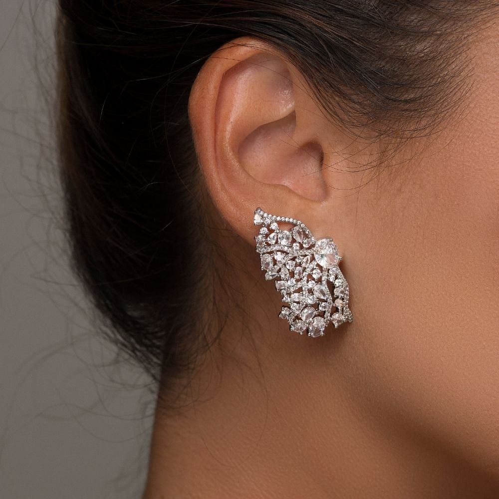 Brinco Essential Butterfly Wings Microzirconia Banho Rodio Branco