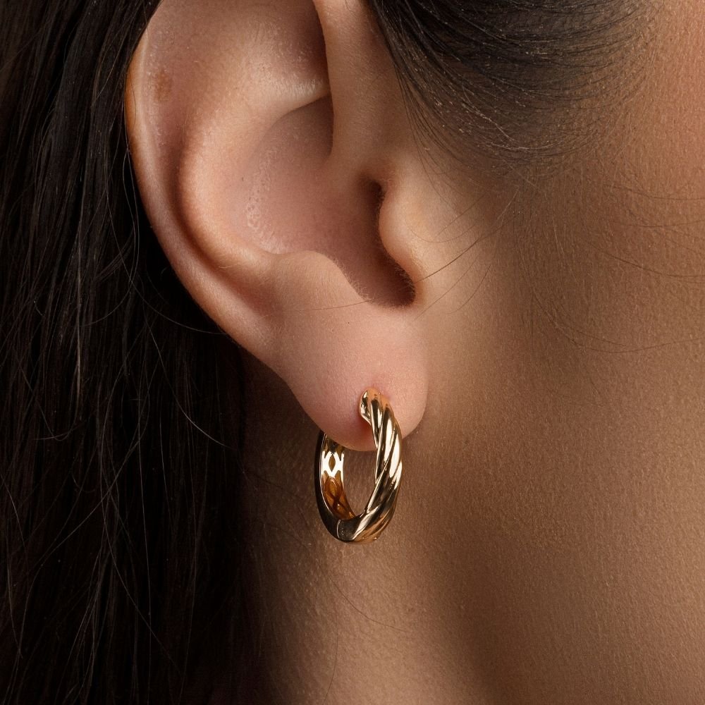 Brinco Vita Aurea Argola Detalhe Torcido 01 Banho Ouro 18k