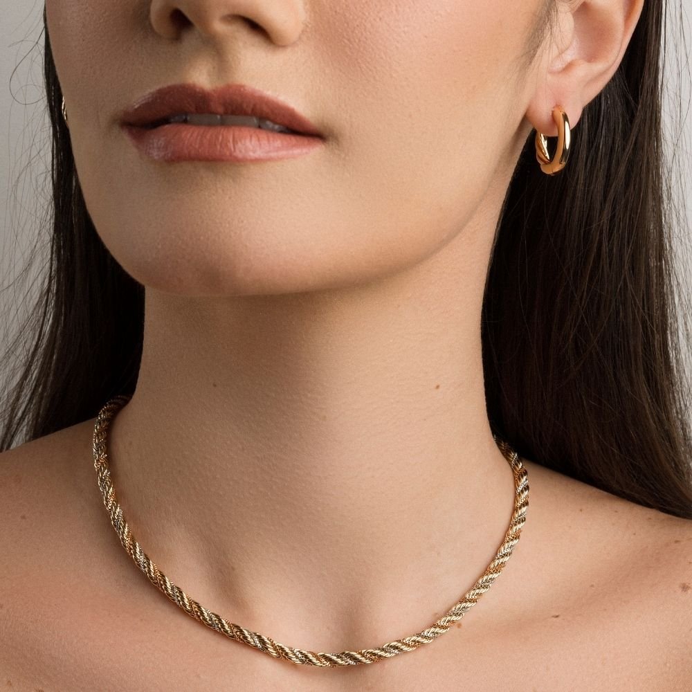 Brinco Vita Aurea Argola Detalhe Torcido 01 Banho Ouro 18k