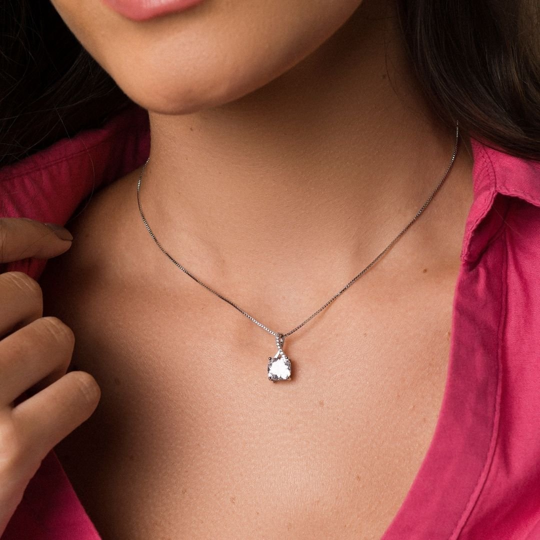 Conjunto Plume Ponto De Luz Em Zirconia Banho Rodio Branco