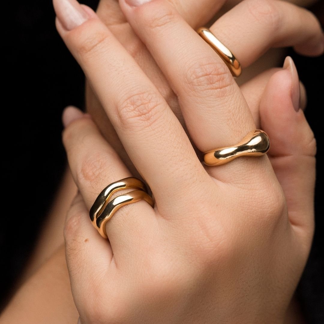 Anel Alquimia Organico Banho Ouro 18k