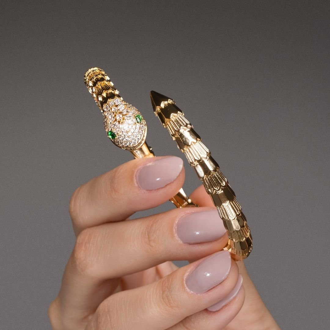Bracelete Singular Serpente Inspiracao Bvlgari Banho Ouro 18k
