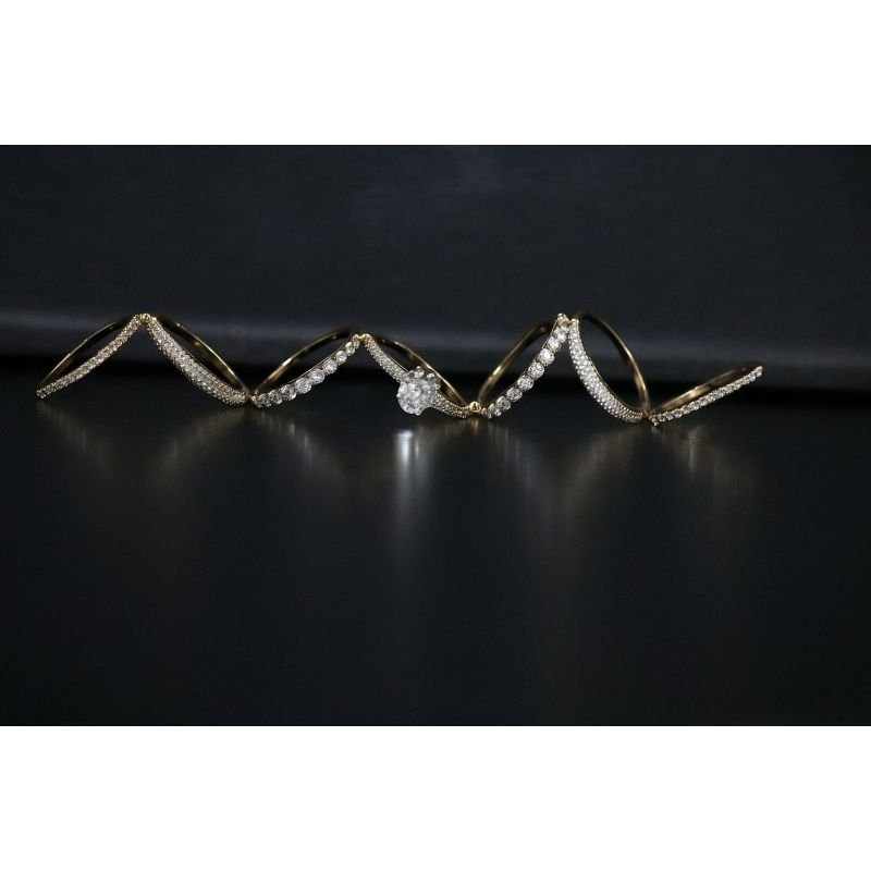 Anel Plume 7 Em 1 Sanfonado Cravejado Banho Ouro 18k